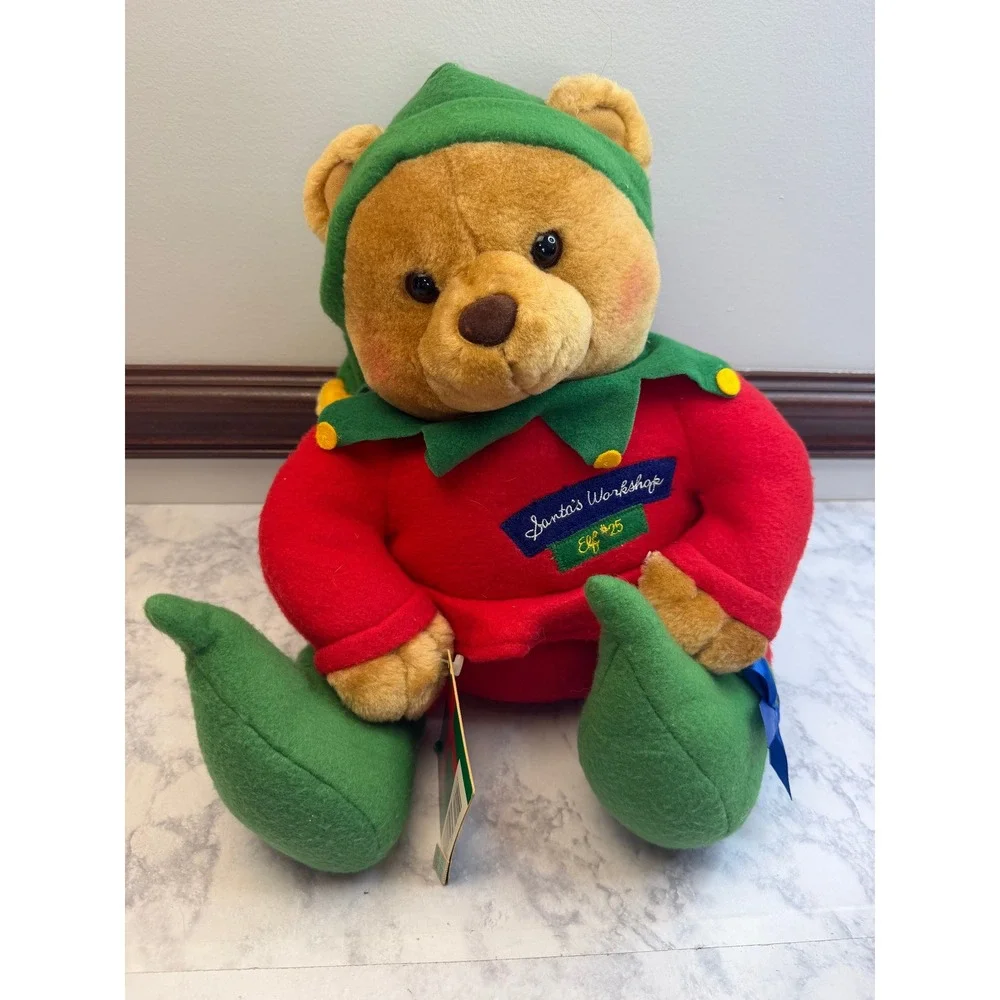 Hallmark Chris the Elf Bear Plush Red Green Santa's Workshop XPF3109 Christmas